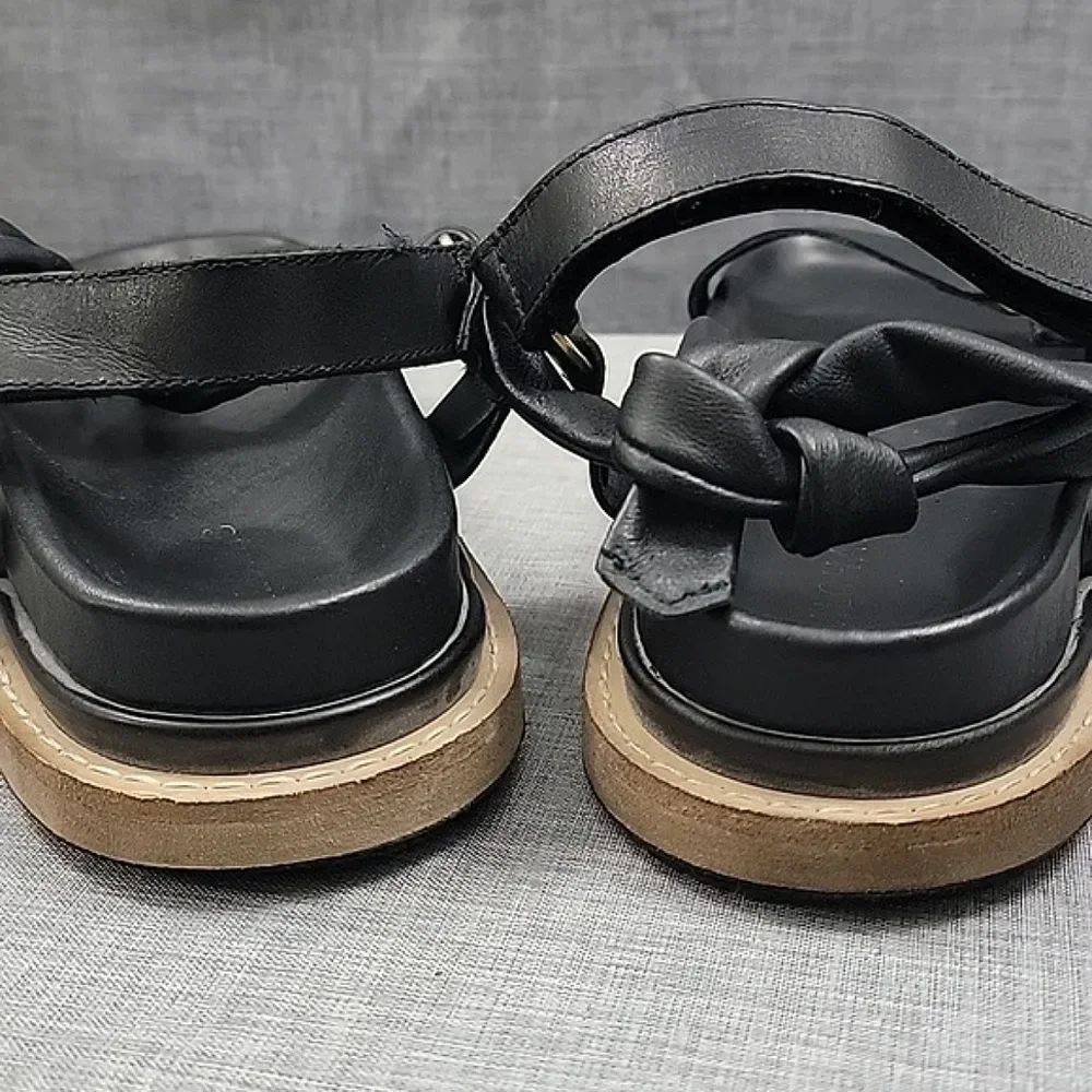 ALOHAS Women's Tied Together Black Leather Sandals SZ 38EUR 7 -7.5US